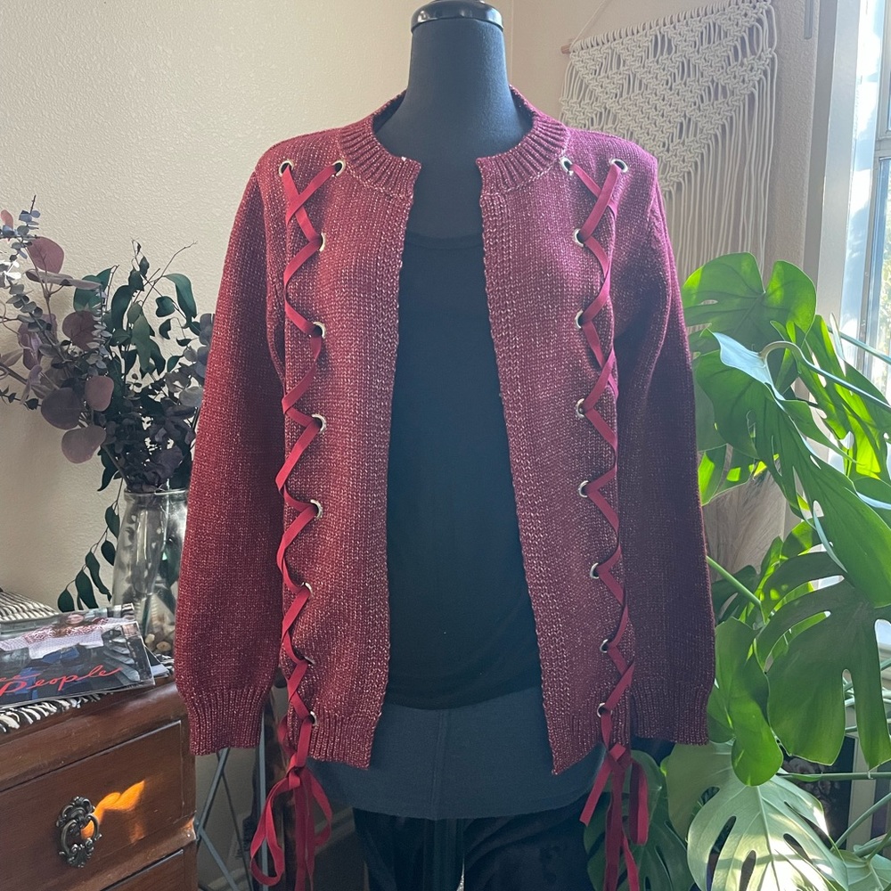 Ruby Ruche-Tie Cardigan Sweater